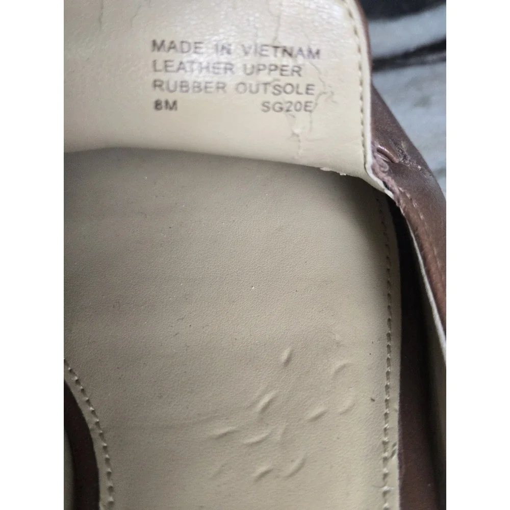 Michael Kors Tiffanie Flat‎ Mule Brown Leather 8 Slide Preppy Designer Office